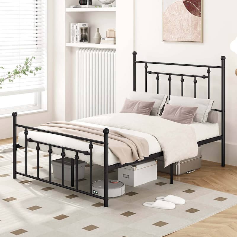 Costway Twin/Full/Queen Size Metal Bed Frame with Headboard Under-bed