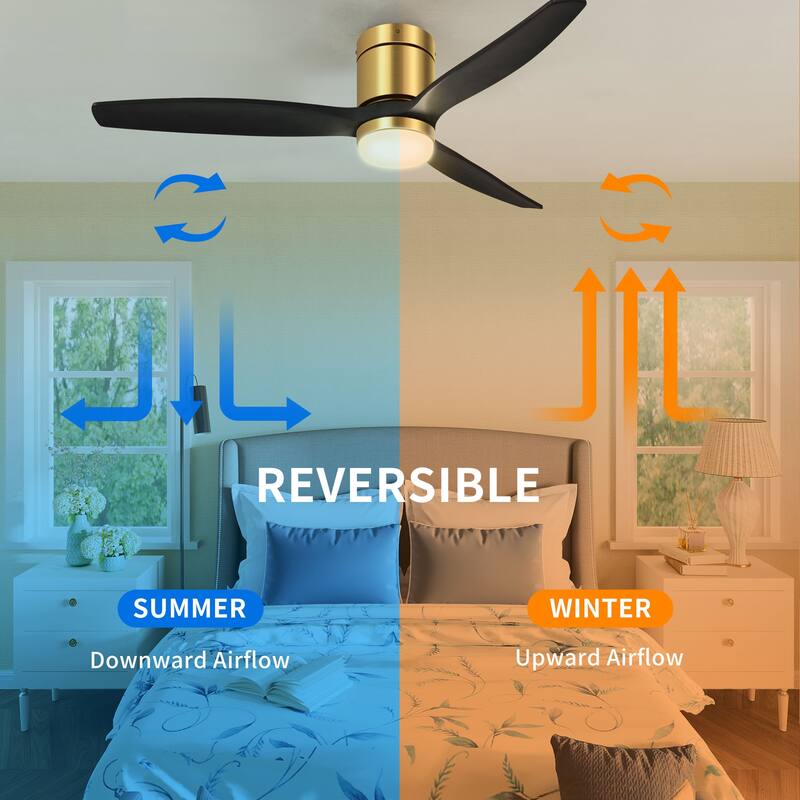 52 Inch Ceiling Fan with Light And Remote, 3 Wood Fan Blade