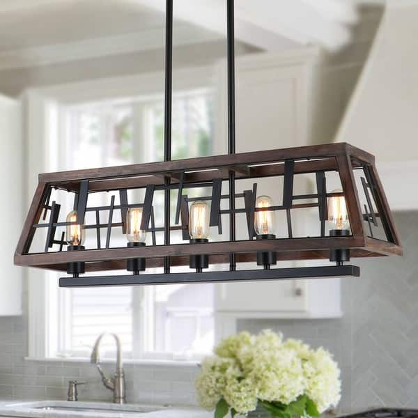 Anmytek Dining Room Linear Chandelier Farmhouse Modern Kitchen Island