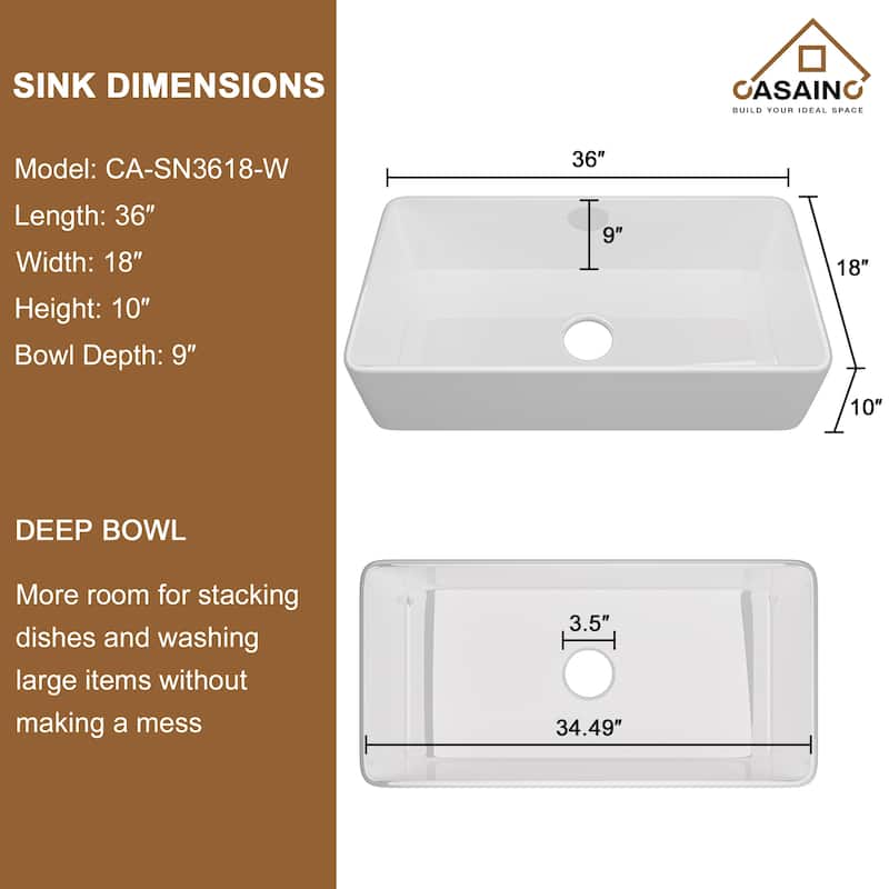 All-in-one Farmhouse/Apron-Front Single Bowl Fireclay Kitchen Sink in Glossy White with Kitchen Faucet, Grid, and Strainer