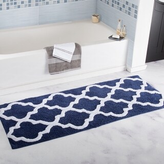 100% Washable Cotton Bathroom Rug - 24x60-Inch Bathmat with Trellis ...
