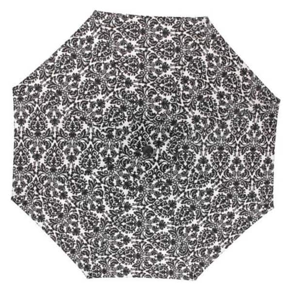black and white floral patio umbrella 9undefined White with Black Damask Design Indoor Outdoor Patio Umbrella  with Hand Crank - Bed Bath & Beyond