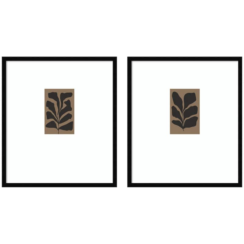 Kate and Laurel Floral Silhouette 01 & 02 2 Piece Framed Wall Art Print Set by Gabrielly Guedes - 2 Piece Set 22x25