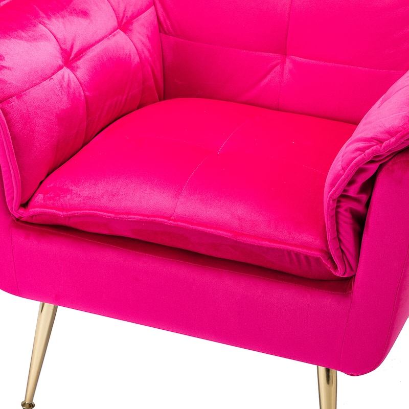 1ida Modern Velvet Tufted Padded Cushion Armchair with Golden Metal Legs by HULALA HOME