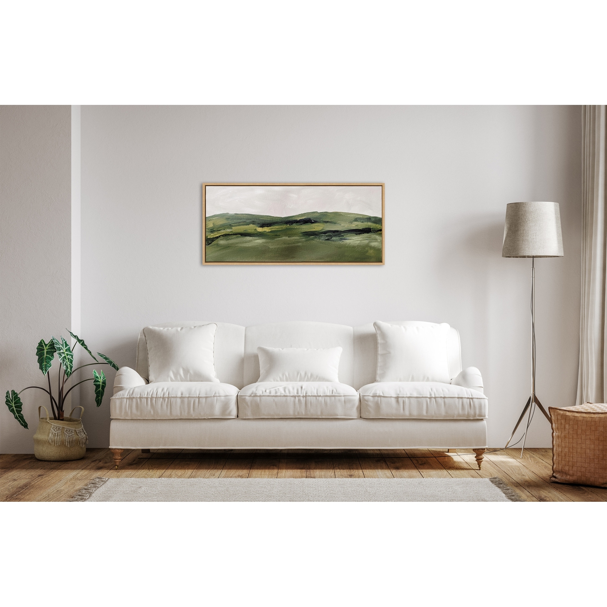 Kate and Laurel Sylvie Green Mountain Landscape Framed Canvas by Amy Lighthall