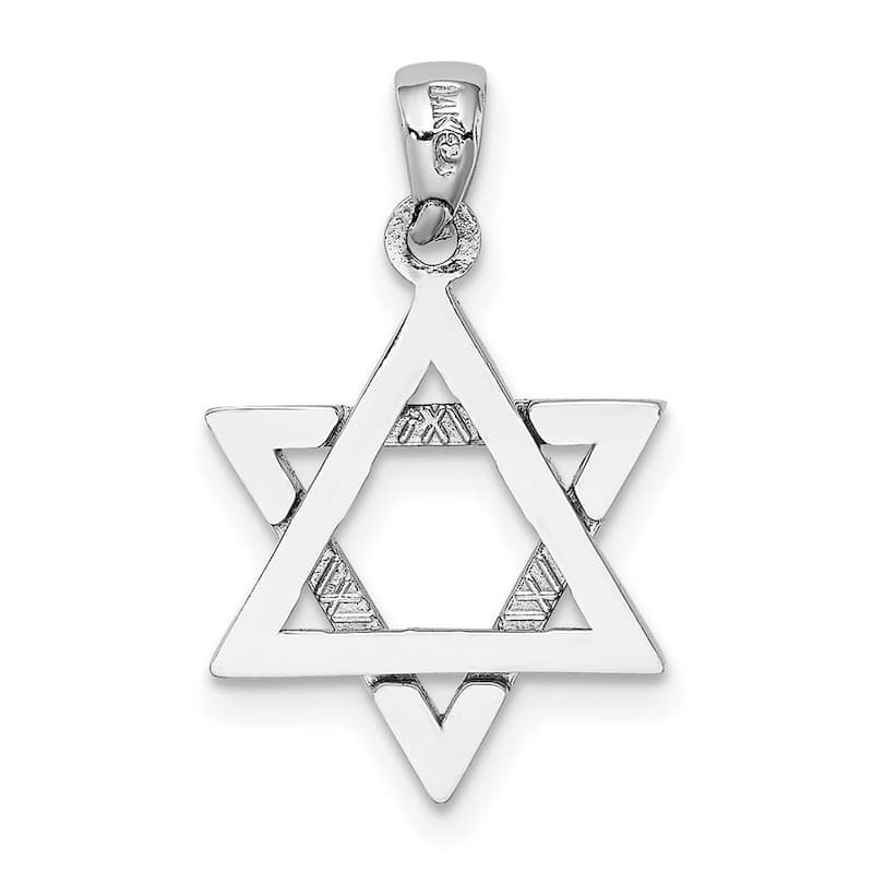 Curata 14k White Gold 21.5mm 3 d Jewish Religious Judaica Star of David Necklace