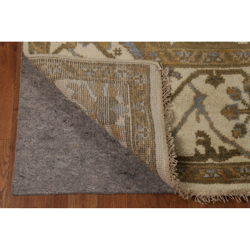 All-Over Ivory Oushak Indian Area Rug Hand-Knotted Wool Carpet - 8'0"x 9'11"