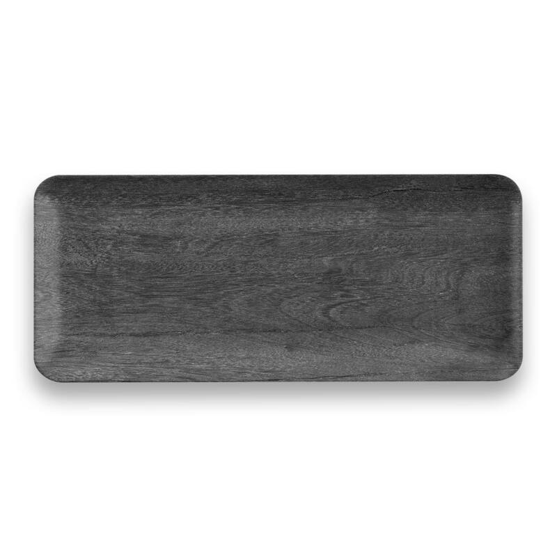 Abode Homewares by TarHong Faux Real Blackened Wood Tray, 17.8" x 7.5" - Black