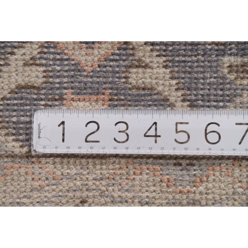 Gray Blue Oushak Indian Runner Rug Hand-Knotted Wool Carpet - 2'5"x 10'0"
