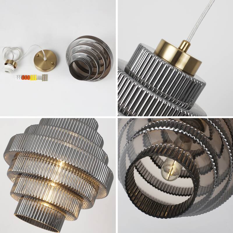 1-Light Classic Pendant Light with Glass Shade, Semi Flush Mount Chandelier for Dining Room Living Room Bedroom Kitchen