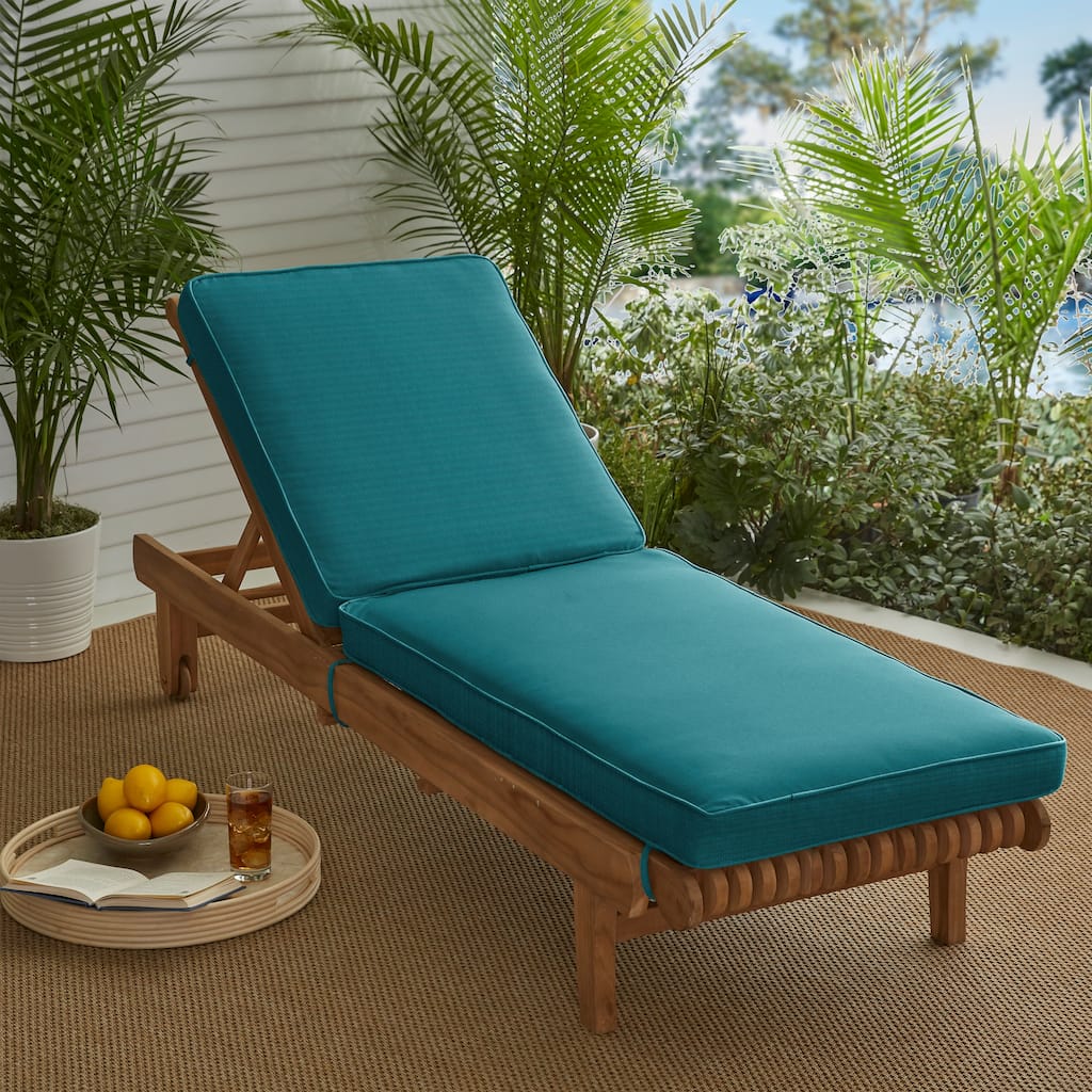 Sunbrella Peacock Blue Indoor/ Outdoor Hinged Cushion - Corded