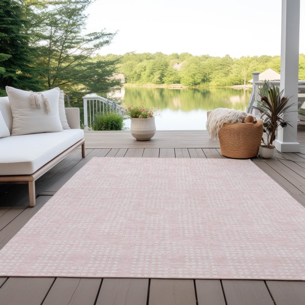 Machine Washable Indoor/ Outdoor Chantille Houndstooth Modern Rug
