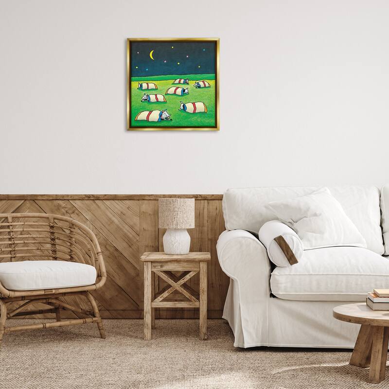Stupell Pasture Cows Bedtime Framed Floater Canvas Wall Art Design By Roger Straub