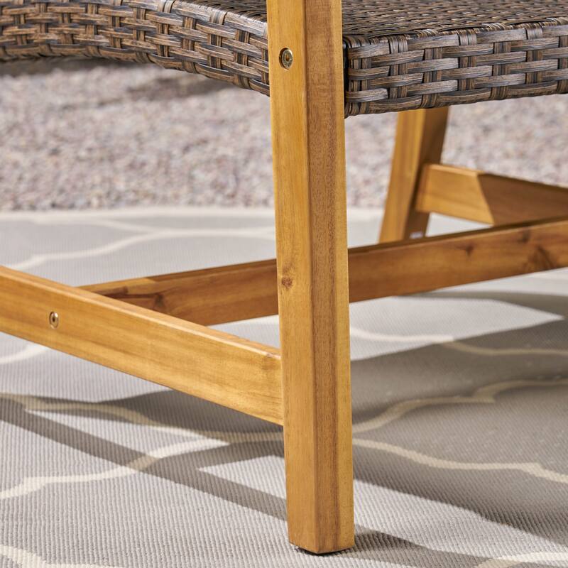 Hampton Outdoor Wood and Wicker Sofa by Christopher Knight Home