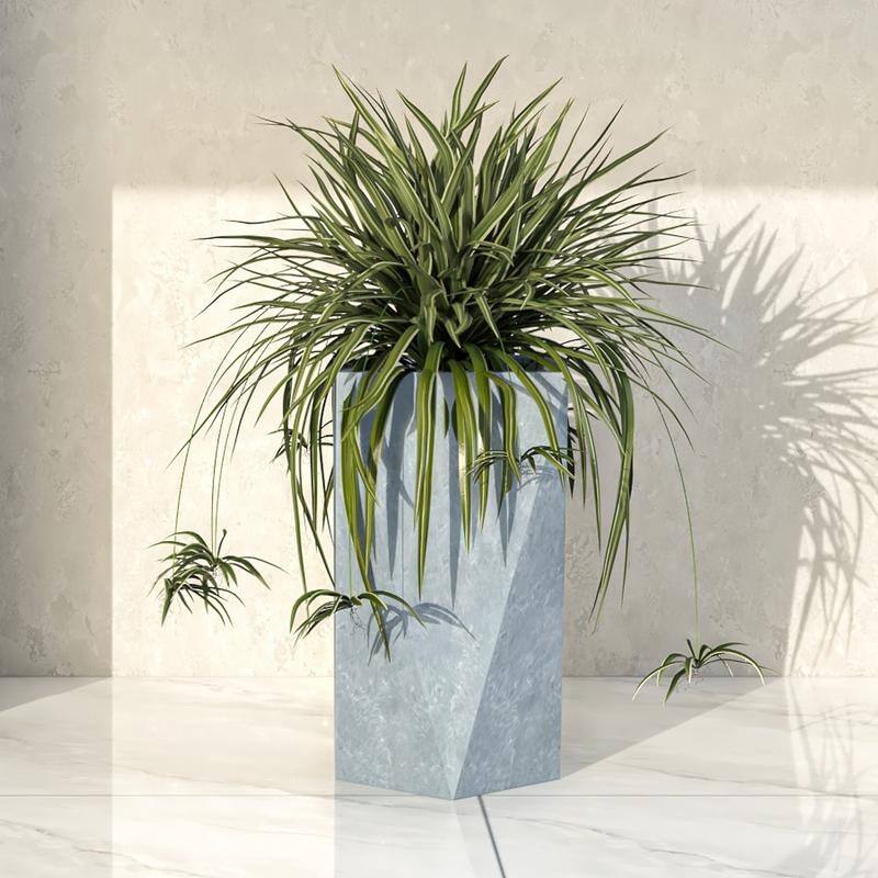 Aloe Fiberstone & MGO Clay Tapered Square Tall Planter Plant Pot, Indoor/Outdoor with Drainage Holes for Yard Porch Decor