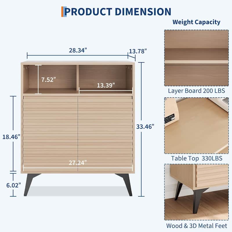 Coffee Bar Cabinet, Kitchen Storage Cabinet with Drawer and Adjustable Shelves, Buffet Sideboard