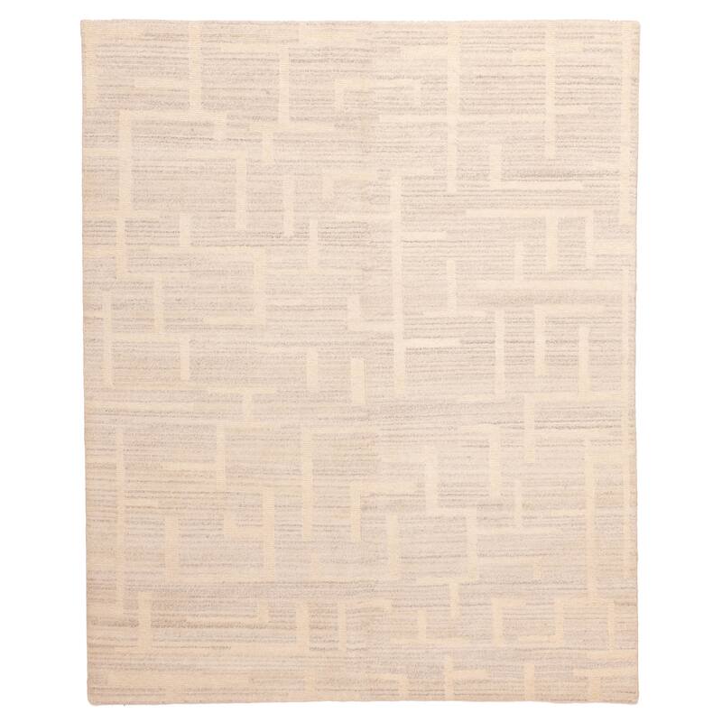 ECARPETGALLERY Hand-knotted Opulence Light Grey Wool Rug - 8'0 x 9'10