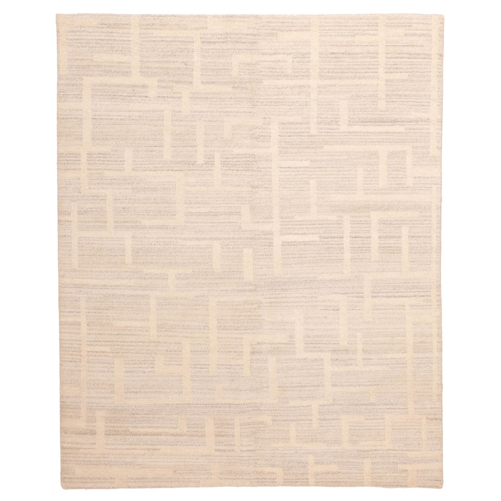 ECARPETGALLERY Hand-knotted Opulence Light Grey Wool Rug - 8'0 x 9'10