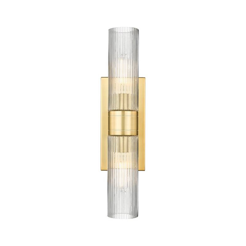 Innovations Lighting Ballston Urban - 2 Light 8" Wall-Mounted Bath Vanity Light - Striped Clear/Satin Gold