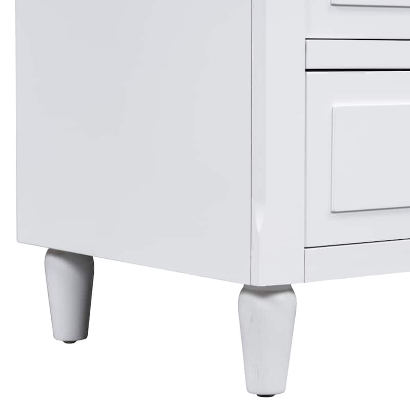 Fully Assembled 3-Drawer Nightstand, MDF & Pine Wood with Rubberwood Legs, Metal Ball Slide Glides