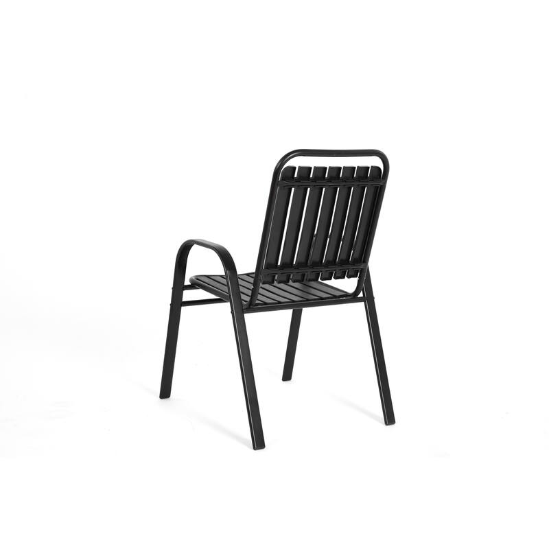 7 Piece Patio Dining Table Chair Set, Outdoor Conversation Furniture Set with Rectangular Steel Table and 6 Chairs