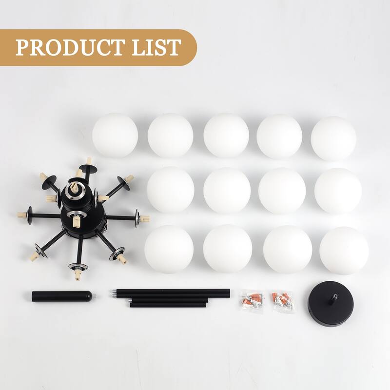 13 - Light Dimmable Tiered Modern Globe Glass Chandelier Empire Sputnik Island Pendant Lights