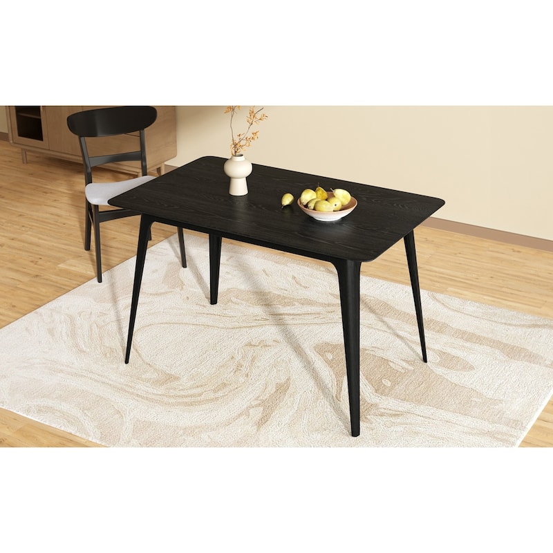 Mid - Century Modern Aesthetic Dining Table Solid Wood Legs,Black