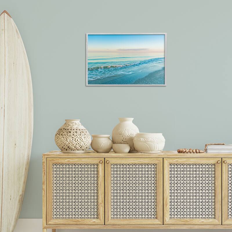 Stupell Serene Waves at Sunrise Framed Giclee Art Design By Mary Lou Johnson