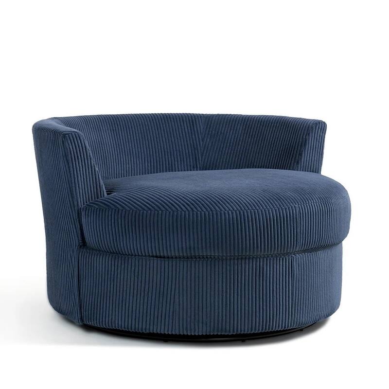 41" W Oversized Accent Barrel Swivel Chair with Moon Storage Ottoman