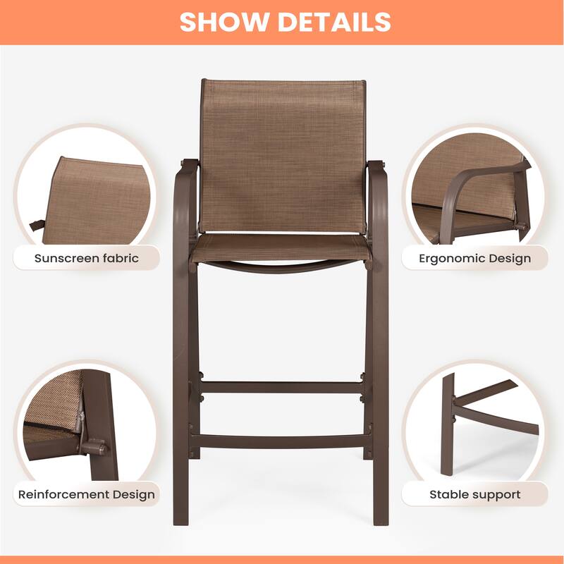 Pellebant Outdoor Patio Aluminum Counter Height Bar Stools - 21.7"widex25.6"deepx43.7"high