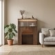 preview thumbnail 3 of 15, LED Lighted Display Cabinet with Fluted Glass Doors, Wooden Sideboard Buffet Cabinet for Living Room or Dining Room