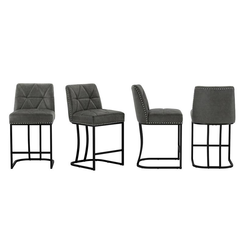 Modern 26.in Armless Barstool Metal Frame Low Back Counter Height Upholstered Bar Stool