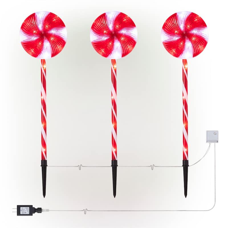 Alpine Corporation Holiday Décor Garden Stake with LED Lights, Multi-Pack
