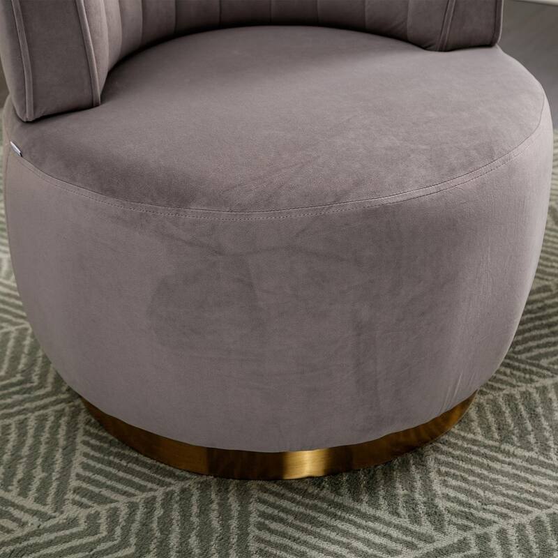 Modern Velvet 360 Degree Swivel Round Armrest Upholstered Accent Chair