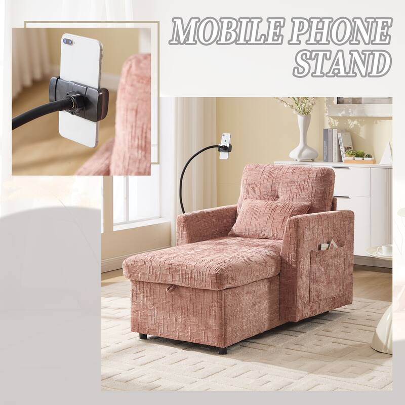 Multifunctional Recliner Sofa - Storage Backrest, Phone Holder, Chenille Leisure Chair - Living Room, Bedroom