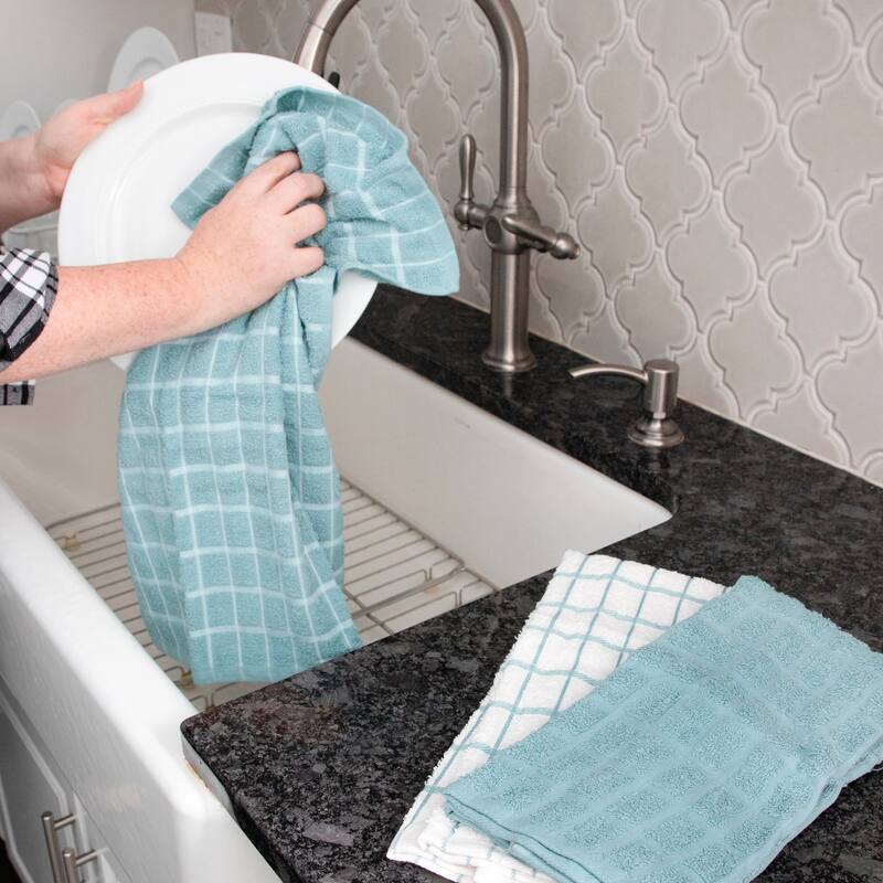 Ritz 3-Pack Terry Check Kitchen Towel and 6-Pack Terry Check Dish Cloth Set