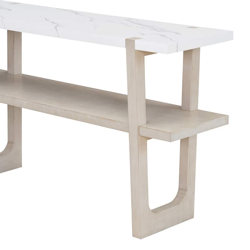Retro Narrow Console Table with Open Shelf