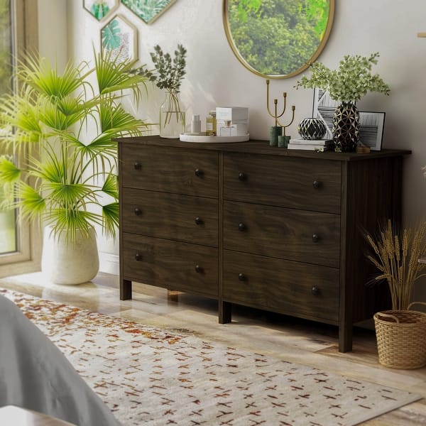 Marcello Contemporary 56-inch Wide Dresser with 3 or 6 Drawers by Furniture of America - Wenge - 6-drawer