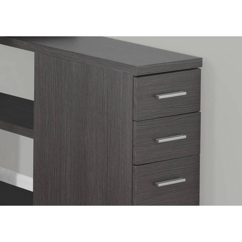 L-Shaped Computer Desk with Storage Drawers, Adjustable Shelf, Metal Base