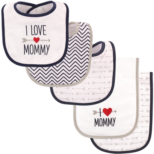 slide 1 of 1, Luvable Friends Baby Boy Bib and Burp Cloth Set 5pk, Boy Mommy, One Size - Boy Mommy - One Size One Size - Boy Mommy