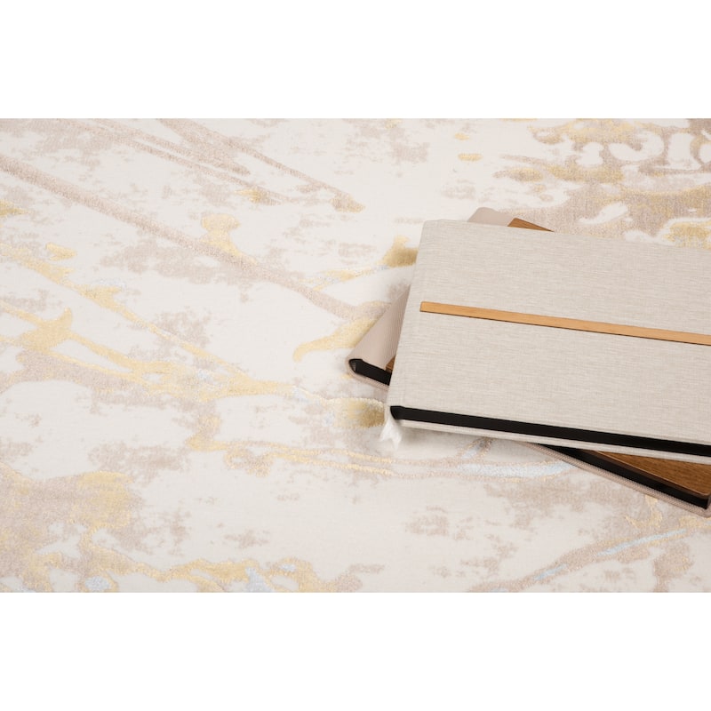 London Collection Cream/ Brown Abstract Area Rug