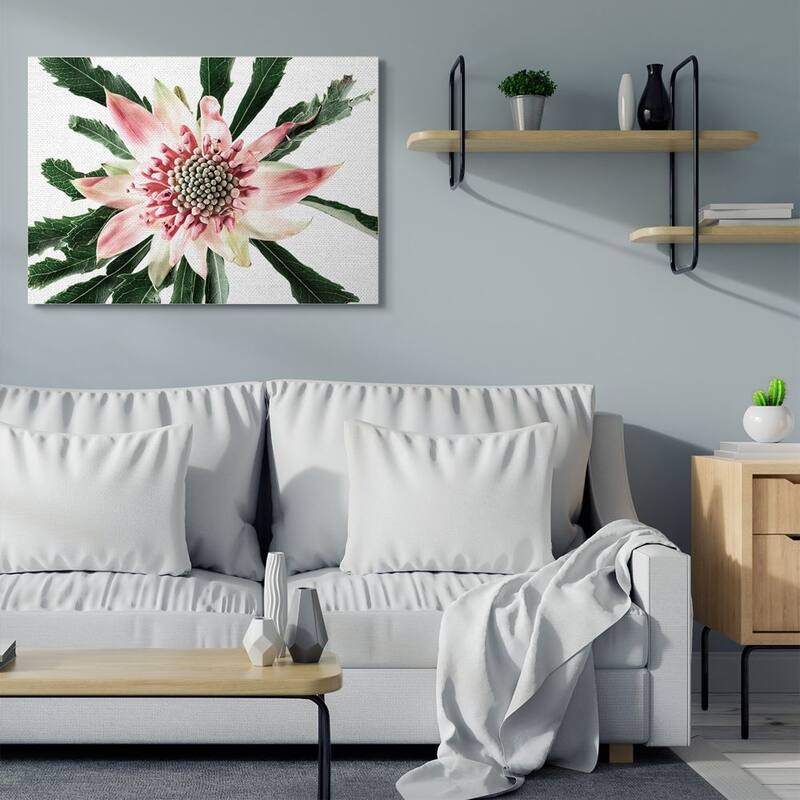 Stupell Bright Close Up Flower Anther Pink White Photograph Canvas Wall Art