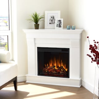 Chateau White Electric Corner Fireplace by Real Flame