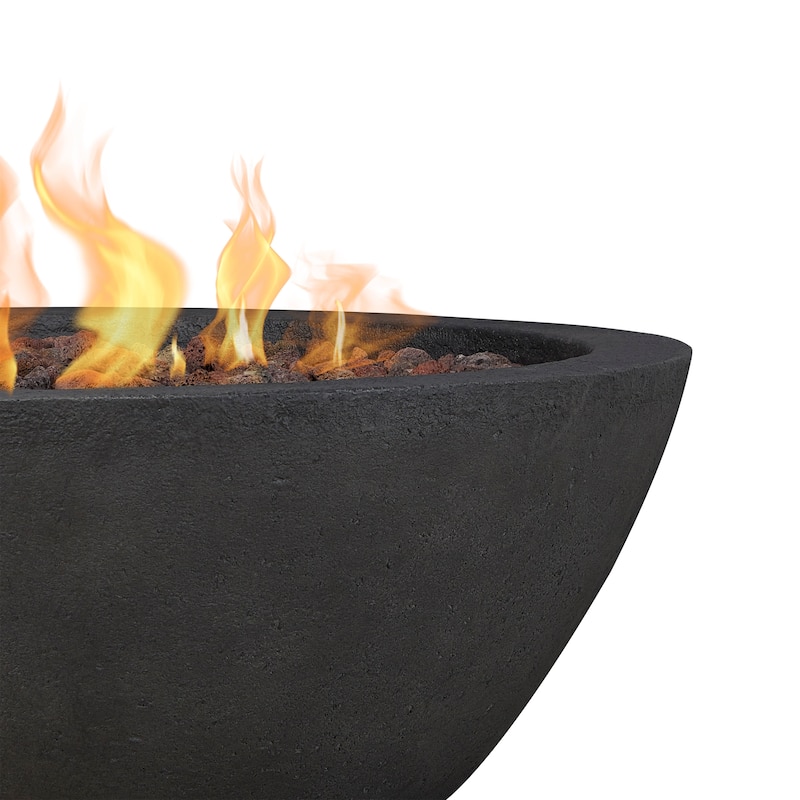 Riverside 36.5" Round Gas Fire Bowl in Shale by Real Flame
