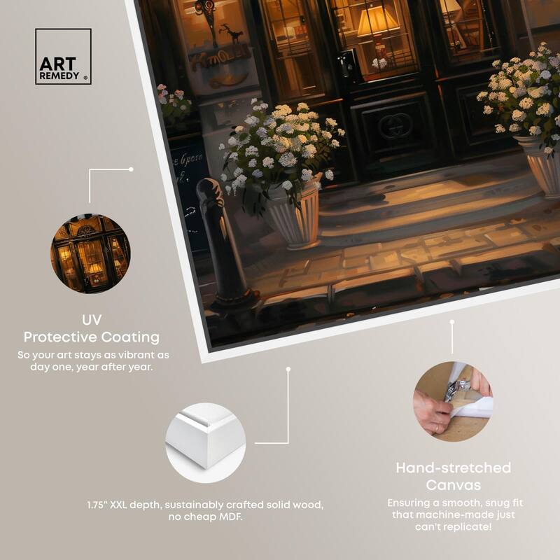 Elegant Night Time Store Visit Canvas by Art Remedy