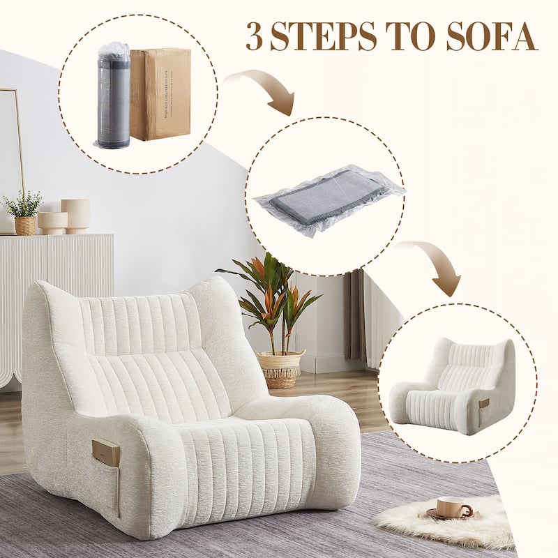 Oversized Bean Bag Chair for Adults with Armrests - Comfy Floor Lounger for Living Room or Bedroo