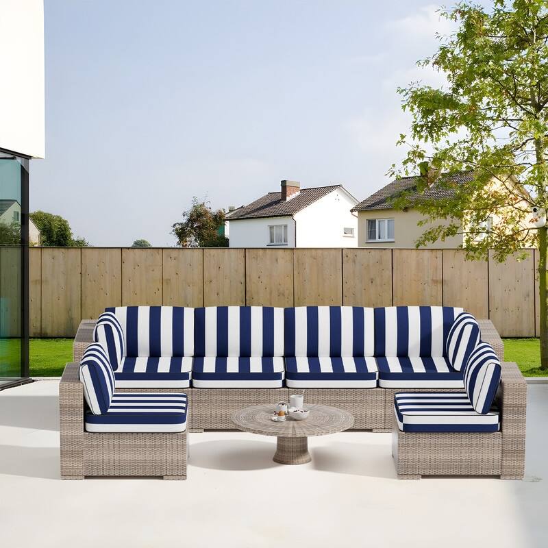 14-Piece Patio Furniture Sofa Cushions, 6-Seater Outdoor Cushion Set (Only Include Cusions，Not Sofa） - 25.6*25.6*4in