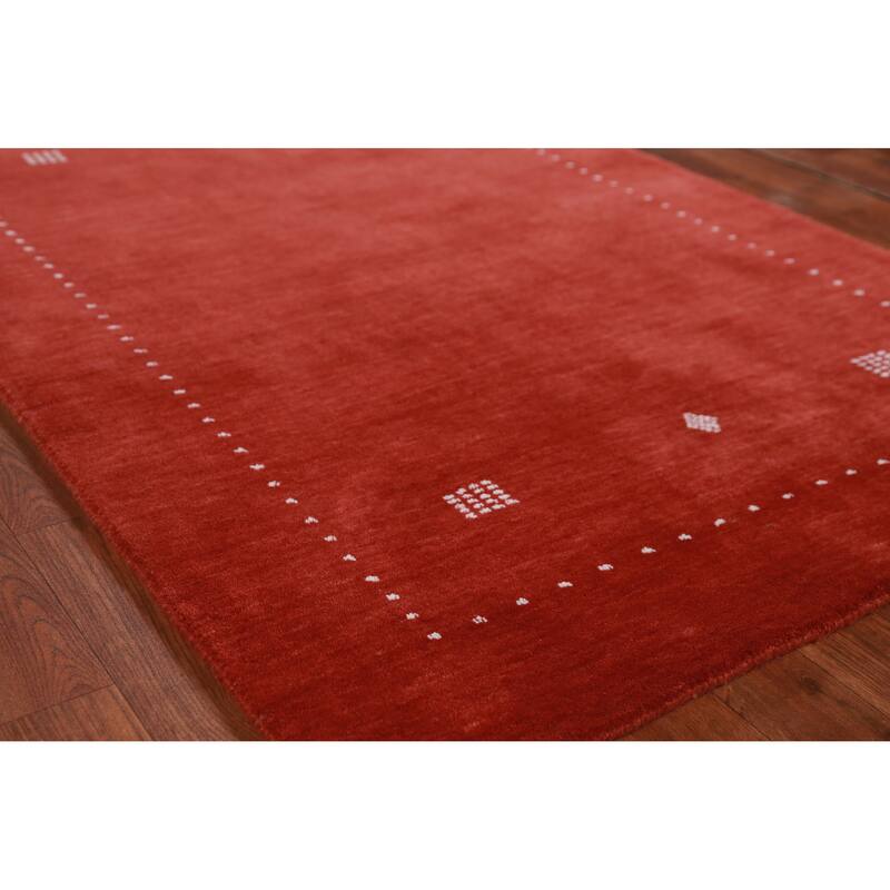 Hand Knotted Oriental 100% Wool Carpet Tribal Tribal Oranges & Rust Gabbeh Area Rug - 4' 10'' X 3' 4''