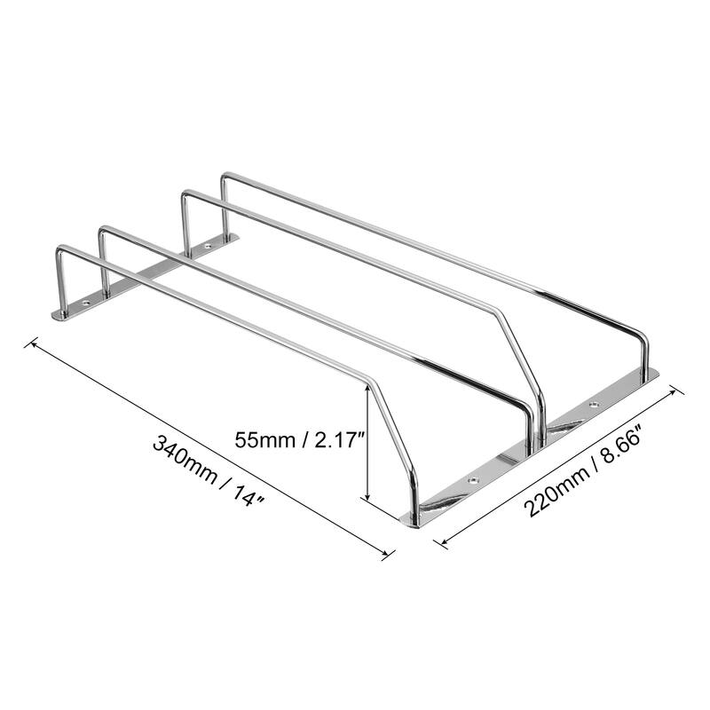 Wine Glass Rack Under Cabinet 14-Inch for Shelf Kitchen 2 Rows, Silver - Silver