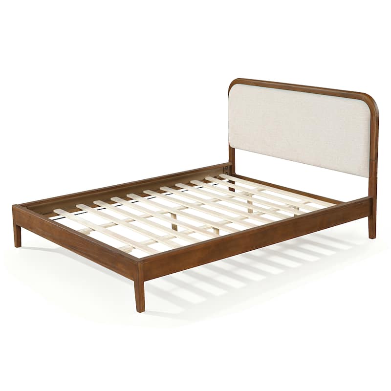 Christopher Knight Home - Oakmere Modern Solid Wood Platform Bed with Upholstered Headboard
